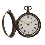 George III silver pair-cased pocket watch, S. William, Aberdeen, No. 645 the white convex dial