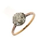 Diamond single stone ring, stamped '18ct', the old brilliant cut measuring approximately 7.6mm x 4.