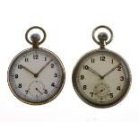 Military Interest - Early 20th Century GS/TP open face pocket watch, the white Arabic dial with