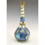 Persian Qajar bottle vase, early 19th Century, typically decorated with figures in a landscape on