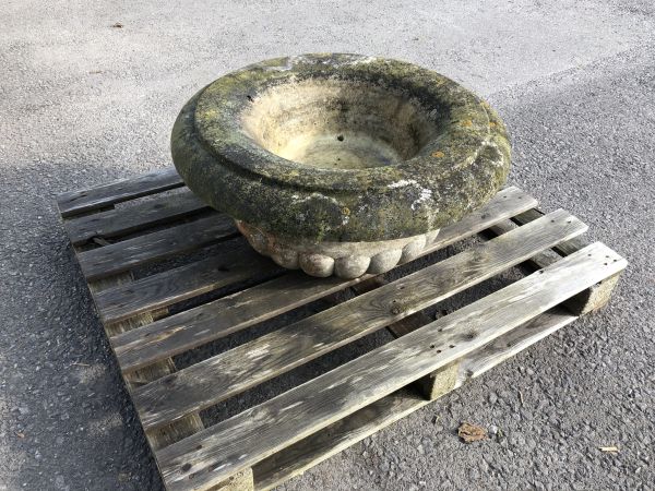 Antique marble urn of squat Campana type, 79cm diameter x 62cm high on an associated stone - Image 9 of 9