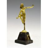 After Dominique Alonzo - Gilt bronze figure - Egyptian Dancer, unsigned, standing on a marbled slate