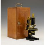 Early 20th Century Carl Zeiss brass and blackened brass compound microscope, serial number 50237, in