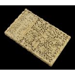 19th Century Cantonese carved ivory visiting card case typically decorated with figures and