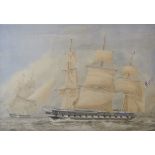 19th Century English School - Watercolour - Study of a three masted merchant vessel, unsigned, 31.