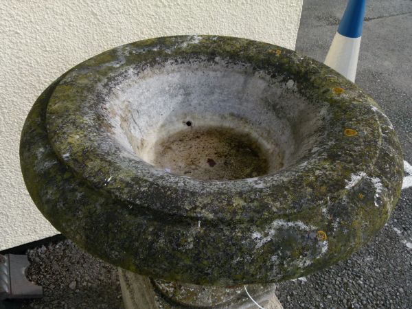 Antique marble urn of squat Campana type, 79cm diameter x 62cm high on an associated stone - Image 2 of 9