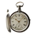 Edward VII silver pair-cased pocket watch, Andrew Dempster, New Maud, No.95332, the white Roman dial