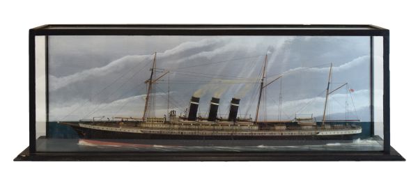 Early 20th Century waterline model of the late 19th Century steam-sail passenger ship 'Paris', the