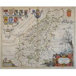 Johannes Blaeu - 17th Century hand coloured engraved map - Northamptonshire, Comitatus