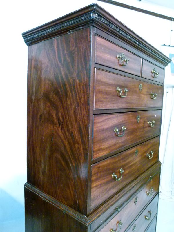 19th Century mahogany chest on chest or tallboy, in the George III style, the moulded dentil cornice - Image 2 of 9