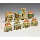 Seven assorted Royal Crown Derby limited edition buildings, comprising: Church, The Toy Box,