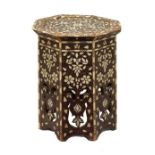 Late 19th Century Middle Eastern inlaid octagonal occasional table, the dish top having mother-of-