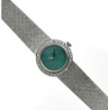 Chopard - Lady's white gold diamond and opal bracelet watch, stamped '750', the circular opal dial