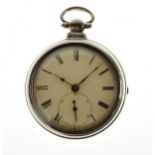 Early Victorian silver pair-cased pocket watch, Taylor & Sons Liverpool, No.5297, the cream Roman