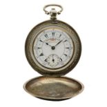 Turkish Interest - Antique Ottoman Empire white metal full hunter-cased pocket watch, Billodes,