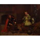 John Sanderson Wells (1872-1955) - Oil on canvas - 17th Century interior with swordsmen, signed,