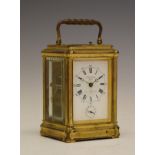 Late 19th Century French brass-cased repeater carriage clock, Le Roy and Fils 1-15 Palais Royal