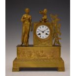 Mid 19th Century French gilt brass mantel clock with silk suspension, Vincenti and Cie, Paris, the