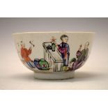 18th Century English polychrome porcelain bowl, Worcester or Liverpool, well decorated with a