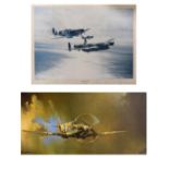 Five various aviation prints to include; Robert Taylor 'Memorial Flight' signed by pilots