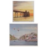 After Terry Bevan - Three signed prints of Clevedon views and one of Clifton Suspension Bridge,