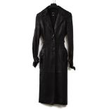 Versace 'Versus' lady's black leather knee length coat or jacket, size 24/38 (approx UK size 8)