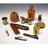Assorted medical and optical antiques to include; mother-of-pearl opera glasses with folding handle,