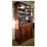 19th Century mahogany two section bookcase, the upper with astragal glazed doors, the base fitted