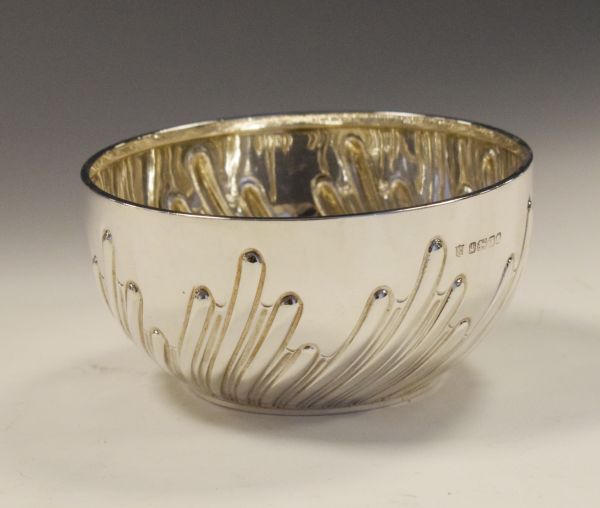 Victorian silver bowl having embossed wrythened decoration, Sheffield 1886, 5toz approx Condition: