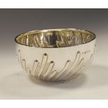 Victorian silver bowl having embossed wrythened decoration, Sheffield 1886, 5toz approx Condition: