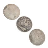 Coins - Charles II crown, 1676, William III crown, 1696, and a George IV crown, 1821 Condition: