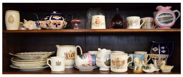 Quantity of Royal Commemorative ceramics etc (2 shelves) Condition:
