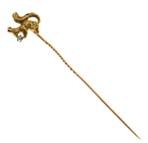 Gilt metal squirrel design stickpin Condition: