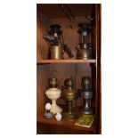 Selection of vintage paraffin lamps and lanterns, blowtorch etc Condition: