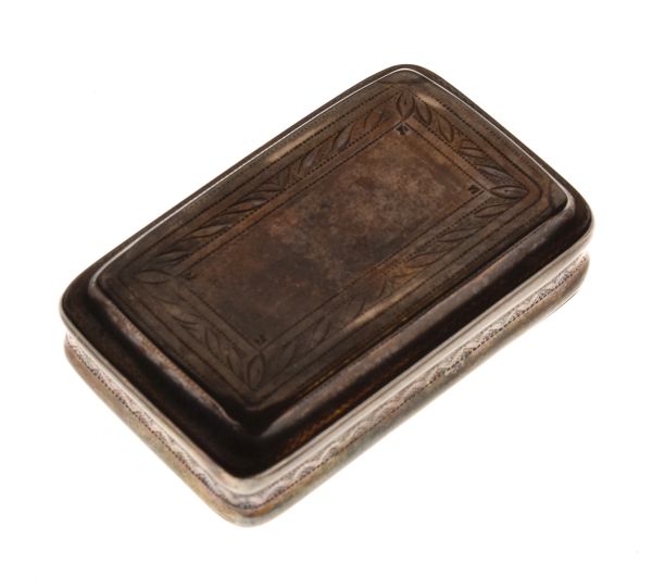 William IV silver rectangular cushion shaped snuff box, Birmingham 1835, 1toz approx Condition: