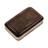 William IV silver rectangular cushion shaped snuff box, Birmingham 1835, 1toz approx Condition: