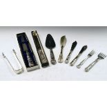 Small quantity of various silver and silver handled cutlery, Queen Victoria - Elizabeth II, 5.8toz