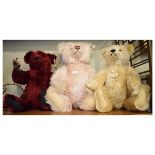 Three Steiff collectors teddy bears, Teddy Rose 1927 replica, 1920 Classic and a red fur bear