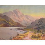 Alfred Harford - Oil on board - A Highland landscape, signed, 24.5cm x 36cm, framed and glazed