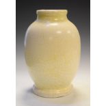 Georges Jaéglé Art Deco lemon and off-white crackle glazed pottery vase, of ovoid form, the