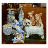 Assorted ceramic figurines to include; Nao, two Sylvac terriers model 1379 etc (8) Condition: