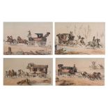 Set of four late 19th Century French coaching prints, 30cm x 45cm, framed and glazed Condition: