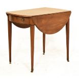 Victorian mahogany two flap oval Pembroke tea table fitted one real and one dummy drawer and