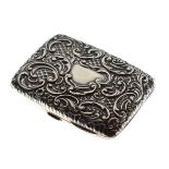 Victorian embossed silver cigarette case having allover scroll decoration, Chester 1899, 2.4toz