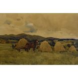 Robert Houston (early 20th Century) - Watercolour - Haytiming, signed and dated 1926 lower left,