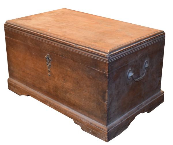 19th Century hardwood box, possibly Angle Indian, the hinged moulded rectangular top enclosing