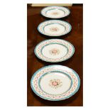 Four 19th Century Minton porcelain dessert dishes, each with painted floral sprays within a