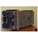 Mid 20th Century munitions box, the cover stamped B634 MK1 over rope carry handles Condition: