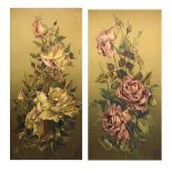 W. Sallow - Pair of early 20th Century oils on board - Rose Studies, each signed, one dated 1902,