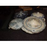 FOUR DIFFERENT CHINA TUREENS A/F